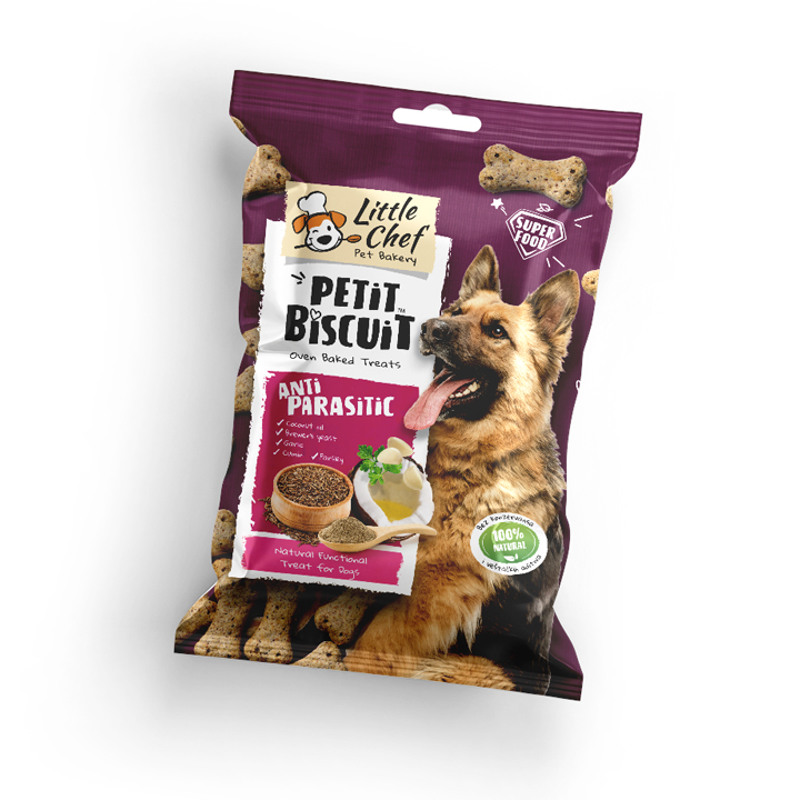 package of dog treat for parasite control