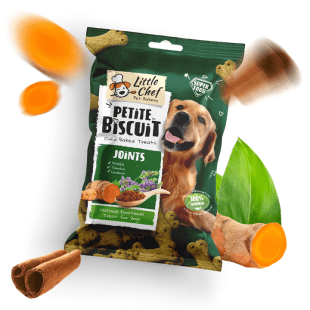 package of natural functional dog treat for joint health and turmeric