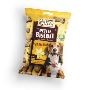 package of natural functional dog treat with a vanilla flavor