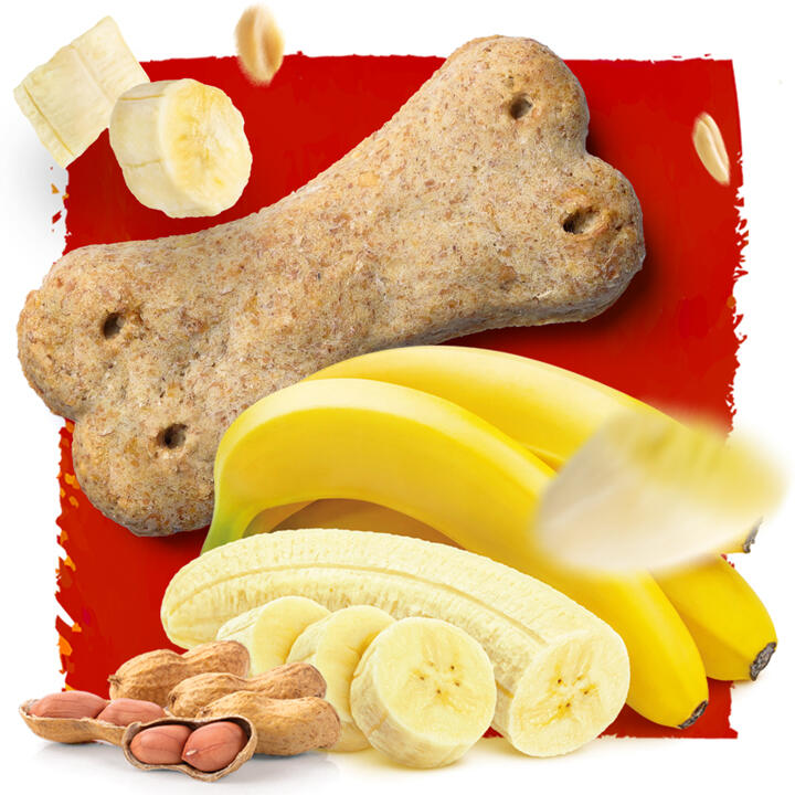 dog treats, banana and peanuts